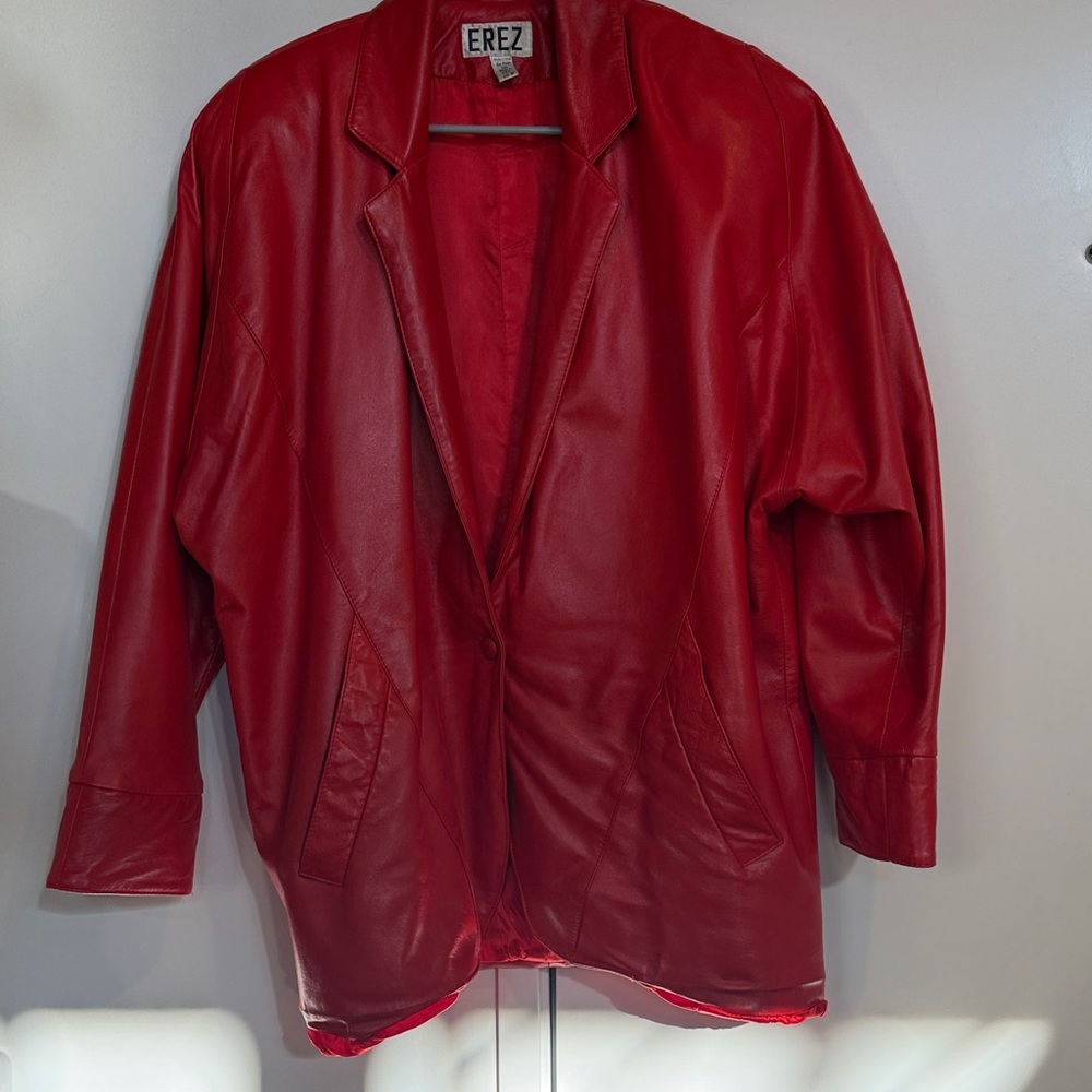 Vintage Erez Women's Red Leather Jacket